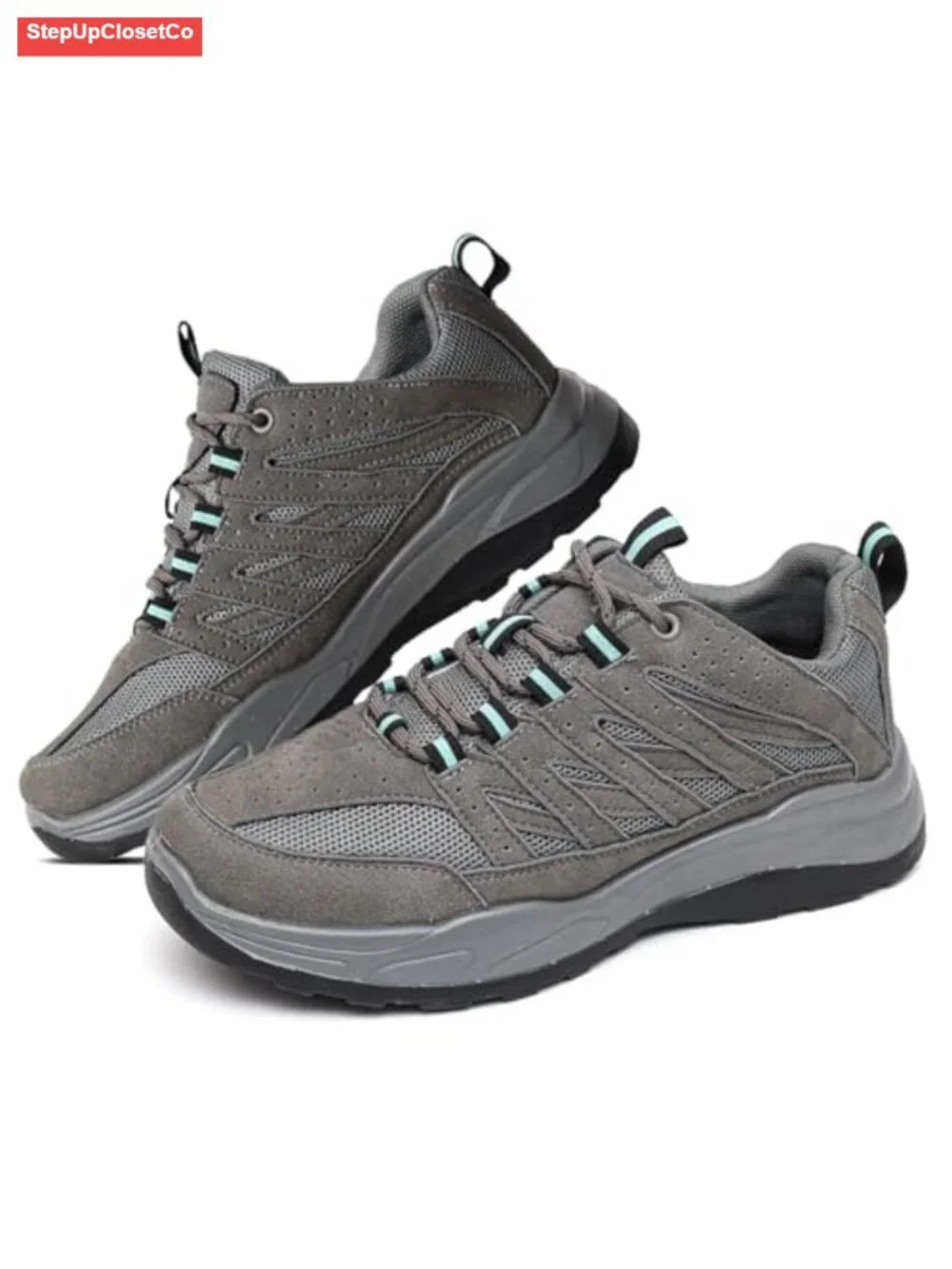 Suede and Mesh Athletic Walking Sneakers with PU and TPR Sole